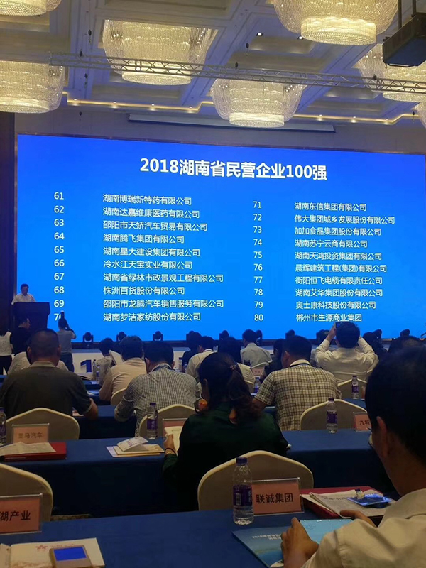 湖南省發(fā)布民營企業(yè)100強名單，天嬌榮膺63位